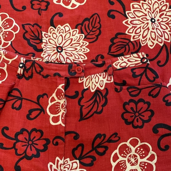 Harold’s Linen Maxi Skirt w Pockets Floral Red White Black Sz 6 - Picture 8 of 9